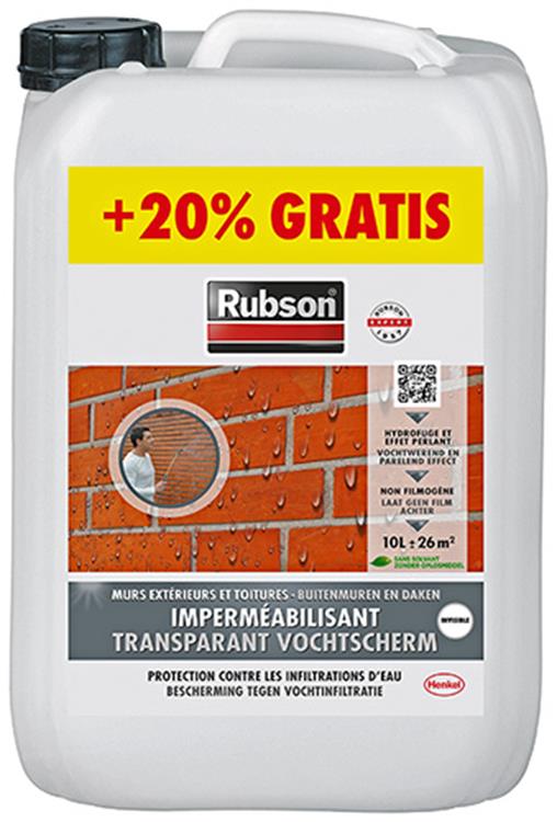 Afbeelding laden in galerijviewer, Rubson transparant vochtscherm 12 liter | vochtwerende coating buitenmuur gevel dak impregneren