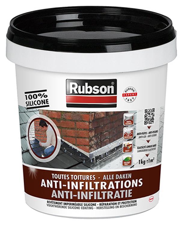 Afbeelding laden in galerijviewer, Rubson anti - infiltratie zwart 1kg | daken, funderingen en ingegraven materialen coating | silicone technologie gebaseerd voor maximale elasticiteit | duurzame coating en uv-bestendig | langdurige bescherming tegen vocht.