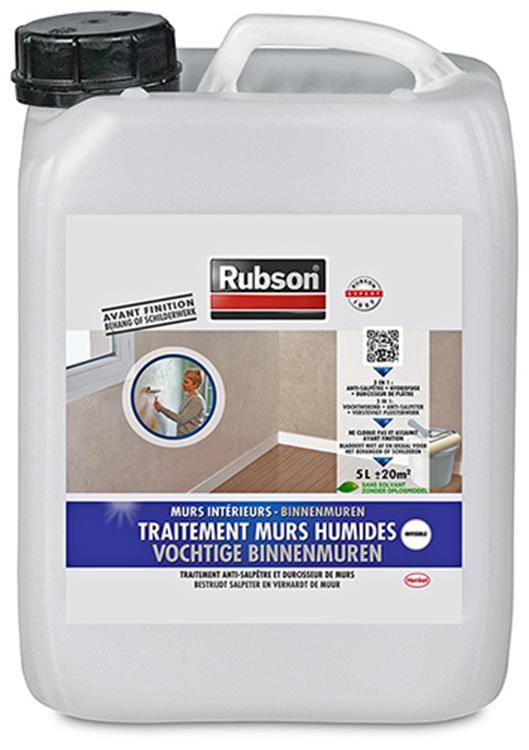 Afbeelding laden in galerijviewer, Rubson vochtige binnenmuren coating 5 l jug | vochtige binnenmuren coating | waterdichte coating | vochtbestreiding transparant
