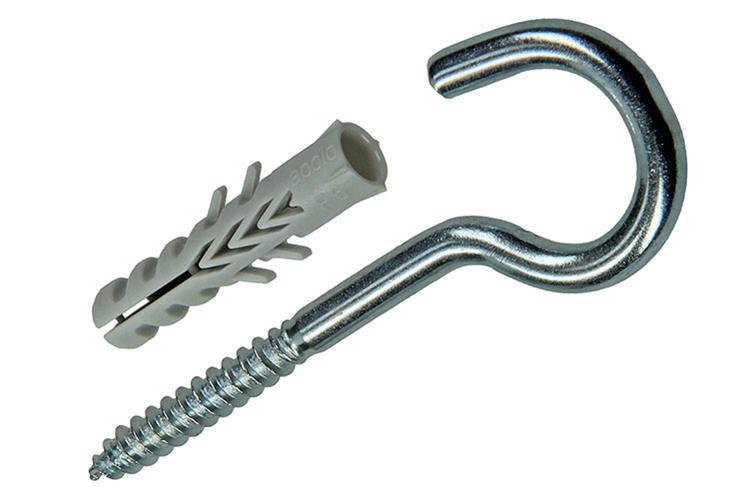 Afbeelding laden in galerijviewer, Celo 1015383 - 5 nylon pluggen f 6 mm + schroefhaken 502622 | 5 stuks