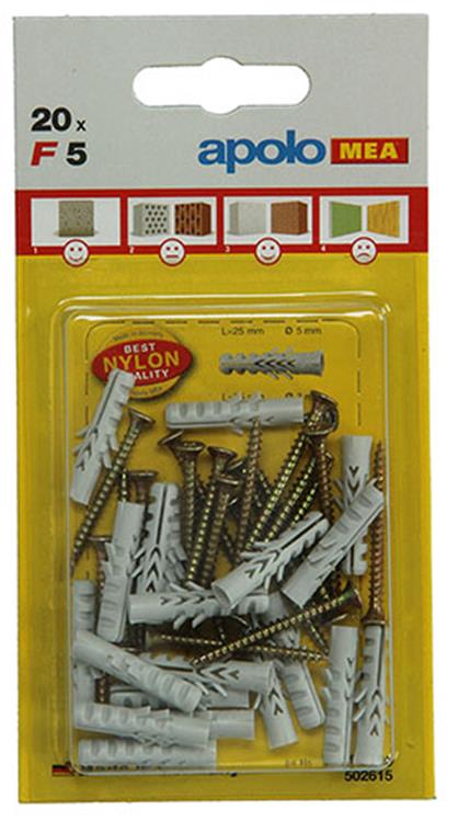 Afbeelding laden in galerijviewer, Celo 1015375 - 20 nylon pluggen f + sps 5 mm + schroeven 502615 | 5 stuks