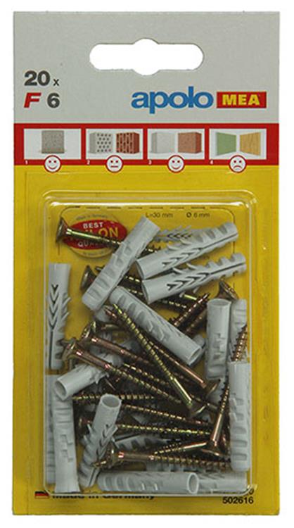 Afbeelding laden in galerijviewer, Celo 1015376 - 20 nylon pluggen f + sps 6 mm + schroeven 502616 | 5 stuks