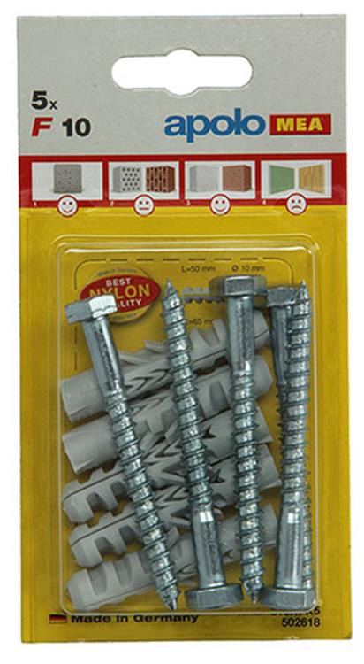 Afbeelding laden in galerijviewer, Celo 1015379 - 5 nylon pluggen f + 6kt 10 mm + houtdraadbout 502618 | 5 stuks