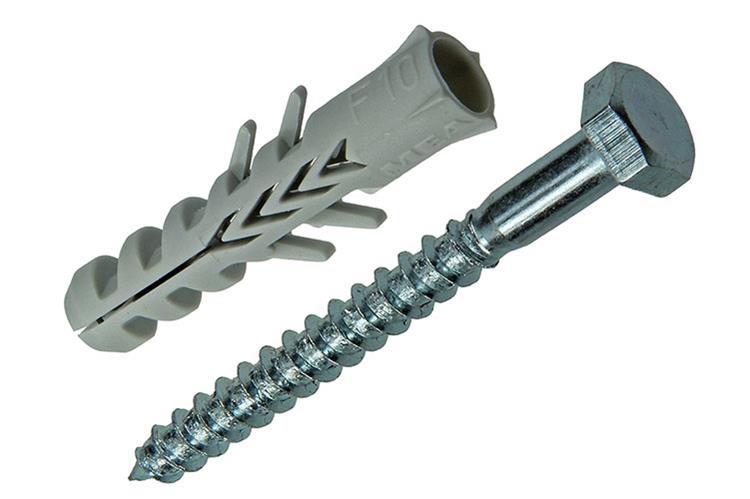 Afbeelding laden in galerijviewer, Celo 1015379 - 5 nylon pluggen f + 6kt 10 mm + houtdraadbout 502618 | 5 stuks