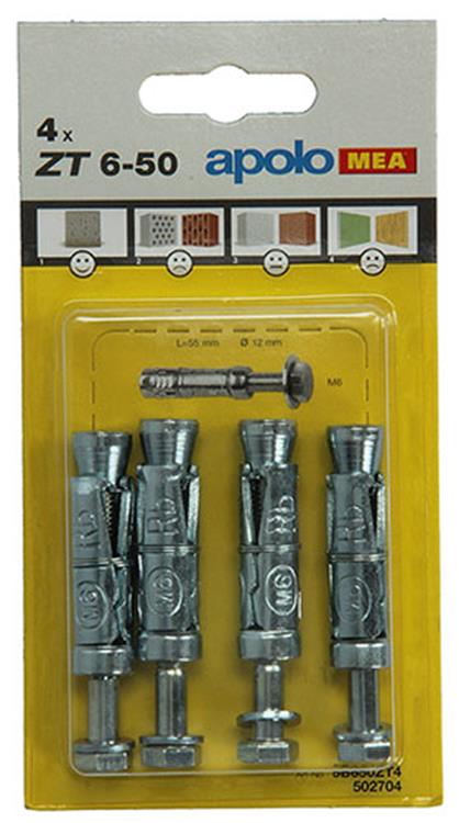 Afbeelding laden in galerijviewer, Celo 1015455 - 4 expansieankers zt 12mm + bout 502704 6x50mm | 5 stuks