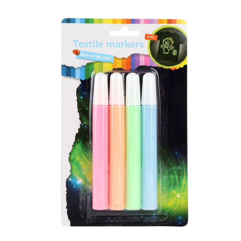 Afbeelding laden in galerijviewer, Toi-toys knijp textielstiften glow in the dark, 4st.