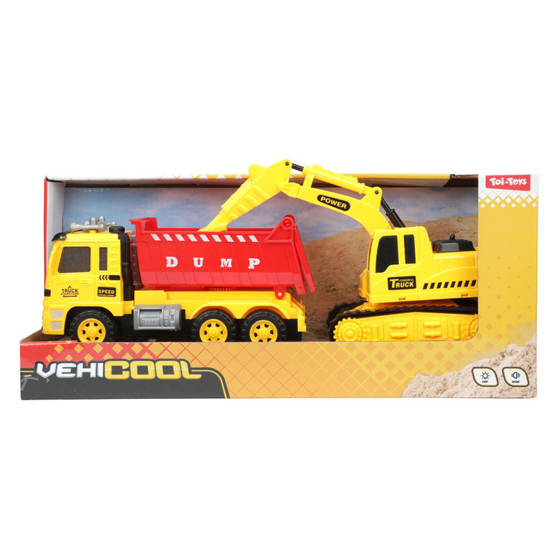 Afbeelding laden in galerijviewer, Cars trucks vehicool kiepwagen met graafmachine