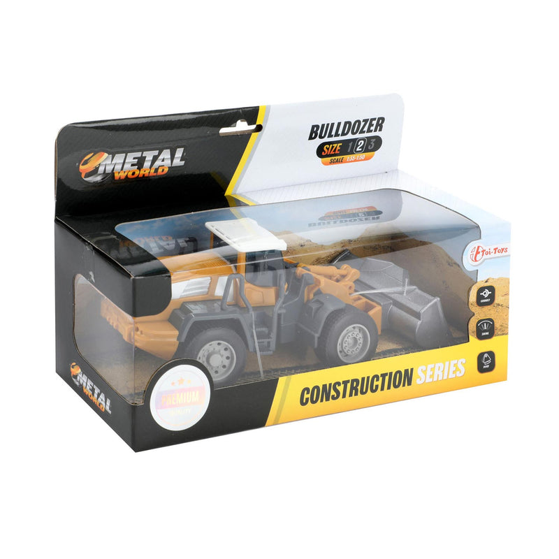 Afbeelding laden in galerijviewer, Toi-toys bulldozer metal junior 1:55 staal geel grijs