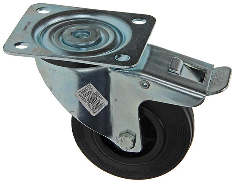 Afbeelding laden in galerijviewer, Mack by tente 1049123 - zw wiel bevestigingsplaat + rem rubber met nylon velg 100mm | 6 stuks