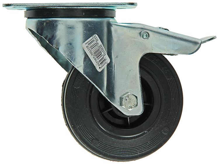 Afbeelding laden in galerijviewer, Mack by tente 1049123 - zw wiel bevestigingsplaat + rem rubber met nylon velg 100mm | 6 stuks