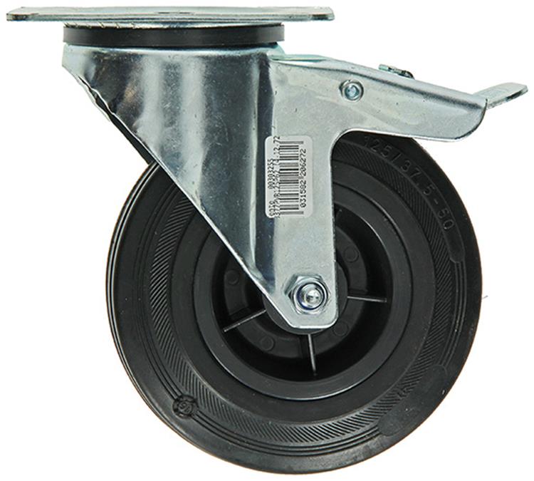 ギャラリービューアに画像をロードする, Mack by tente 1049126 - zw wiel bevestigingsplaat + rem rubber met nylon velg 125mm | 4 stuks