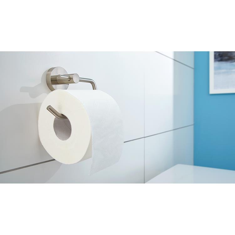 Afbeelding laden in galerijviewer, Tesa toiletrolhouder moon roestvrijstalen look zelfklevend zonder boren – 53x140x99mm