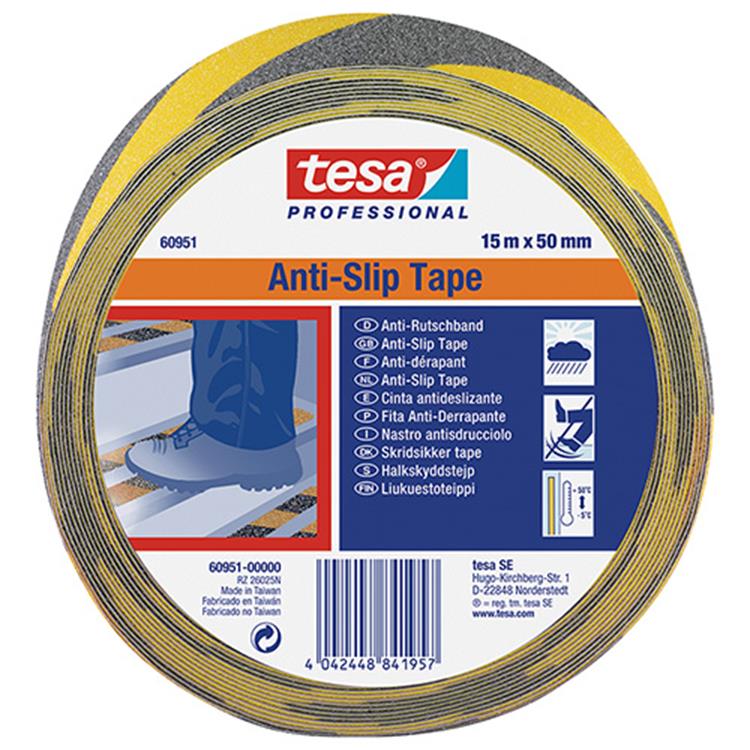 Chargez l'image dans la visionneuse de la galerie, Tesa professional tesa - zelfklevende antisliptape - 15m - geel-zwart - 50mm breed