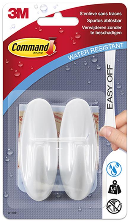 Afbeelding laden in galerijviewer, 3m command decohaak, medium, draagvermogen 1,4 kg, wit, waterbestendig, blister van 2 stuks
