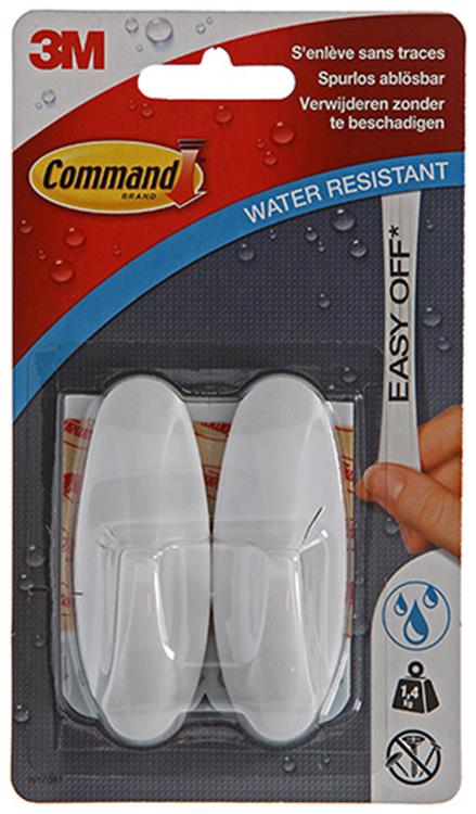Afbeelding laden in galerijviewer, 3m command decohaak, medium, draagvermogen 1,4 kg, wit, waterbestendig, blister van 2 stuks