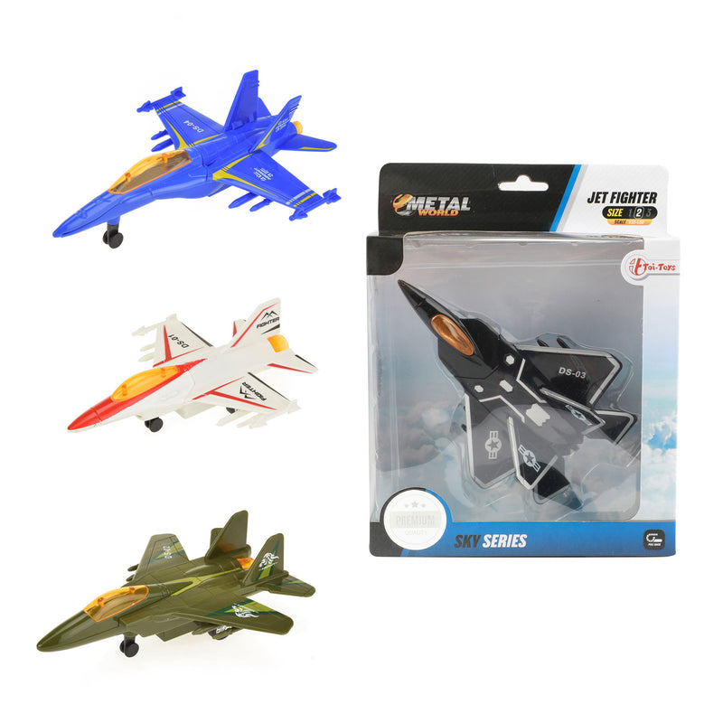 Load image into Gallery viewer, Toi-toys metal pull-back gevechtsvliegtuig