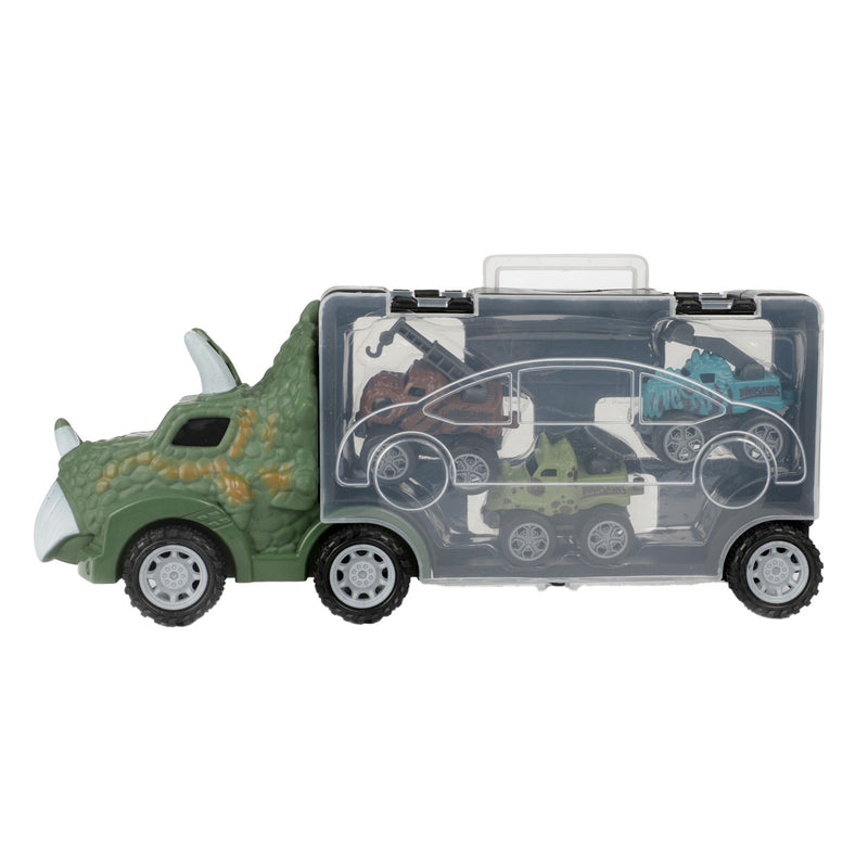 Afbeelding laden in galerijviewer, World of dinosaurs dinotruck met 3 pull-back auto's