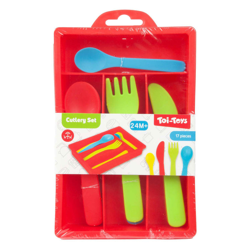 Afbeelding laden in galerijviewer, Toi-toys home food bestekset met bak, 16dlg.