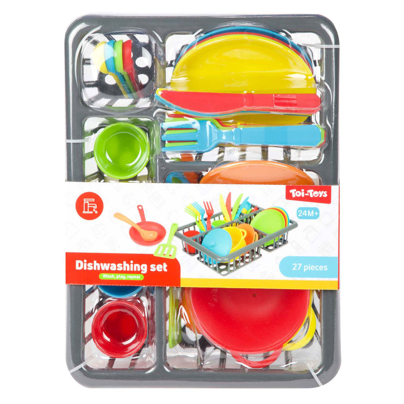 Afbeelding laden in galerijviewer, Toi-toys home food afwasrek met bestek en pannen, 27dlg.