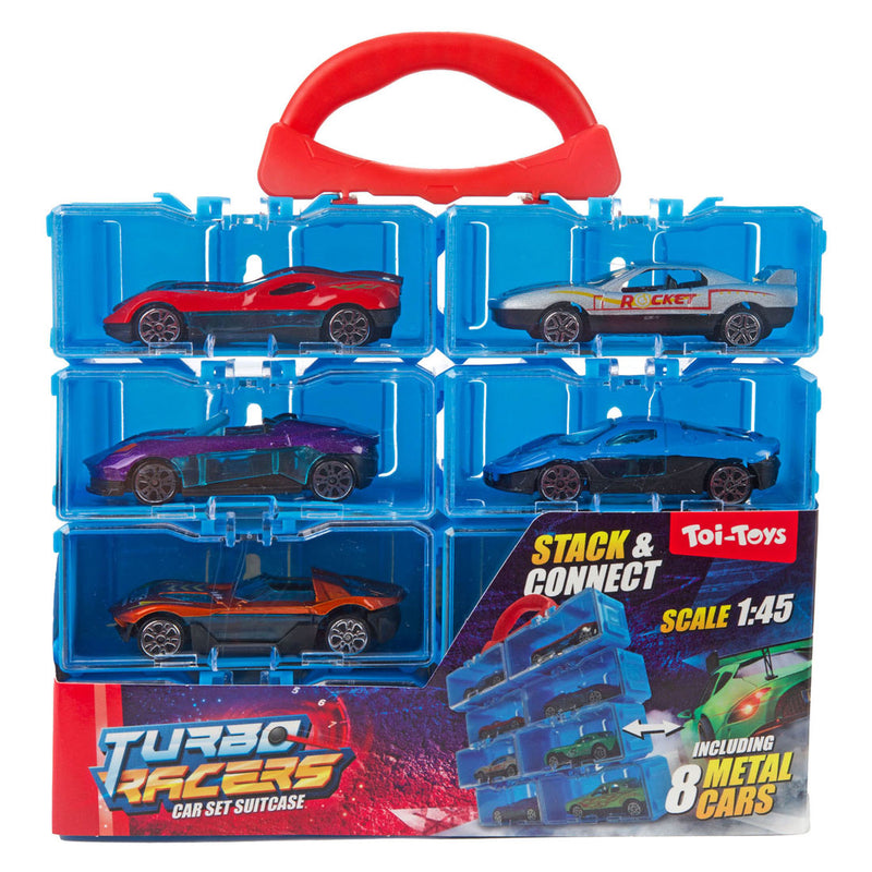 Chargez l'image dans la visionneuse de la galerie, Turbo racers opbergkoffer inclusief 8 metalen autos - 1:45