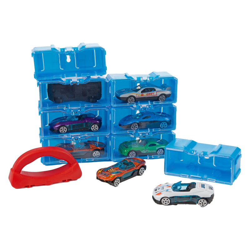 Chargez l'image dans la visionneuse de la galerie, Turbo racers opbergkoffer inclusief 8 metalen autos - 1:45