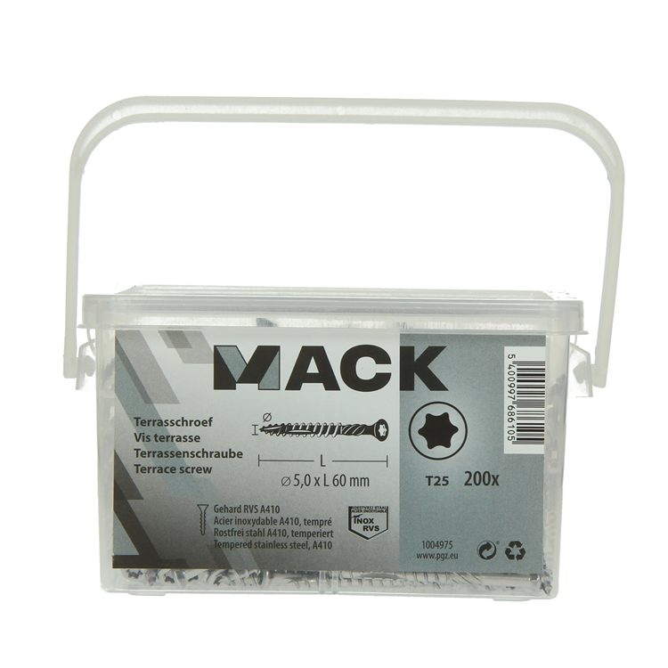 ギャラリービューアに画像をロードする, Mack 1004975 - terrasschroef ss410 200st5,0 4,0x60mm | 6 stuks