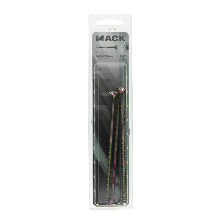 Afbeelding laden in galerijviewer, Mack 1006981 - spaanplschrf. vzkop-zelfb geelverzinkt 4st 6 x 130mm | 10 stuks