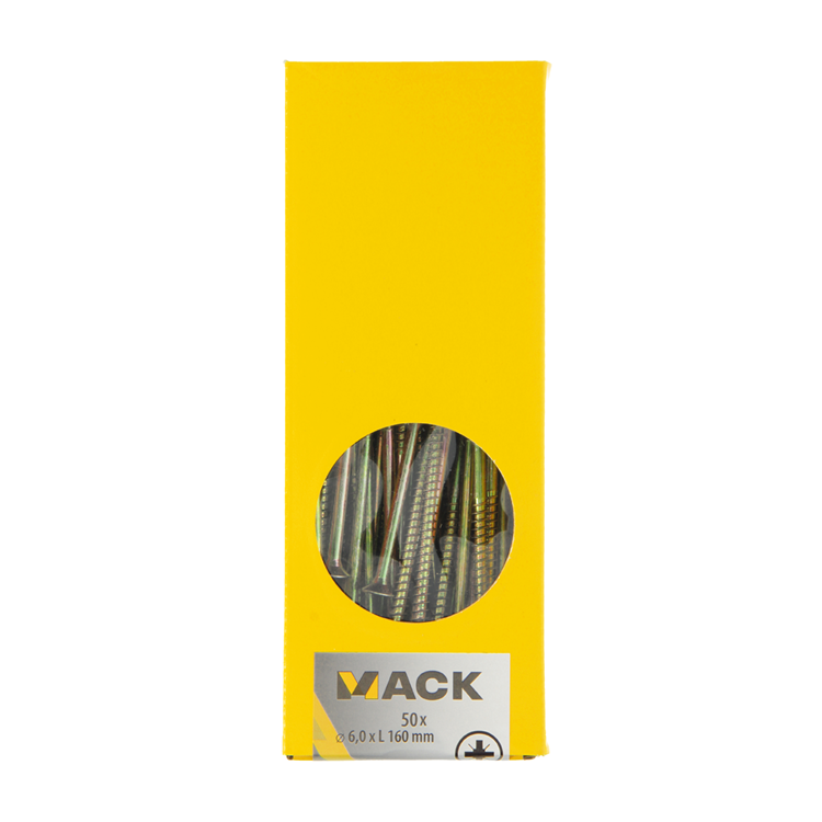 Afbeelding laden in galerijviewer, Mack 1006989 - spaanplaatschroef vz kop geelverz. 50 st 6 x 160 mm | 2 stuks