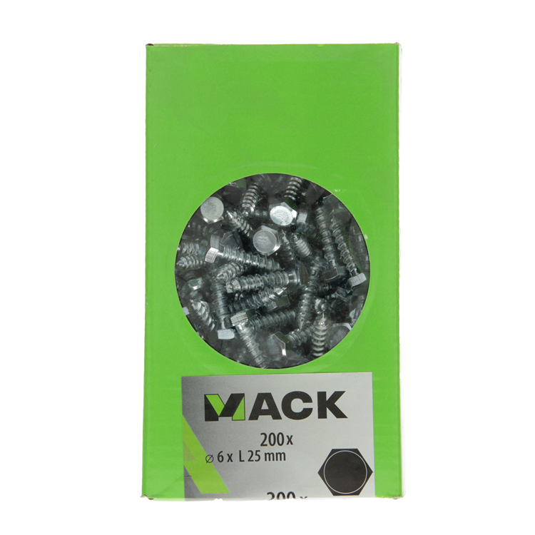 Laden Sie das Bild in Galerie -Viewer, Mack 1007027 - houtdraadbout staal verzinkt 200 st 6 x 25 mm | 3 stuks