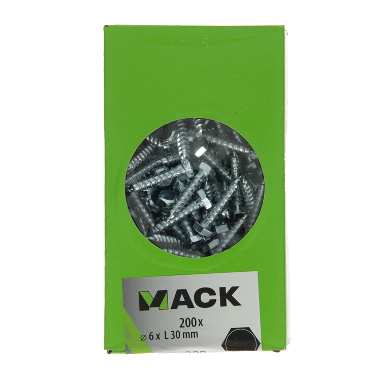 Afbeelding laden in galerijviewer, Mack 1007028 - houtdraadbout staal verzinkt 200 st 6 x 30 mm | 5 stuks