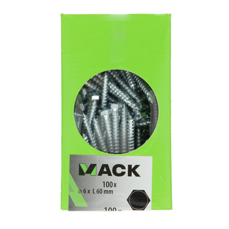 Afbeelding laden in galerijviewer, Mack 1007032 - houtdraadbout staal verzinkt 100 st 6 x 60 mm | 5 stuks