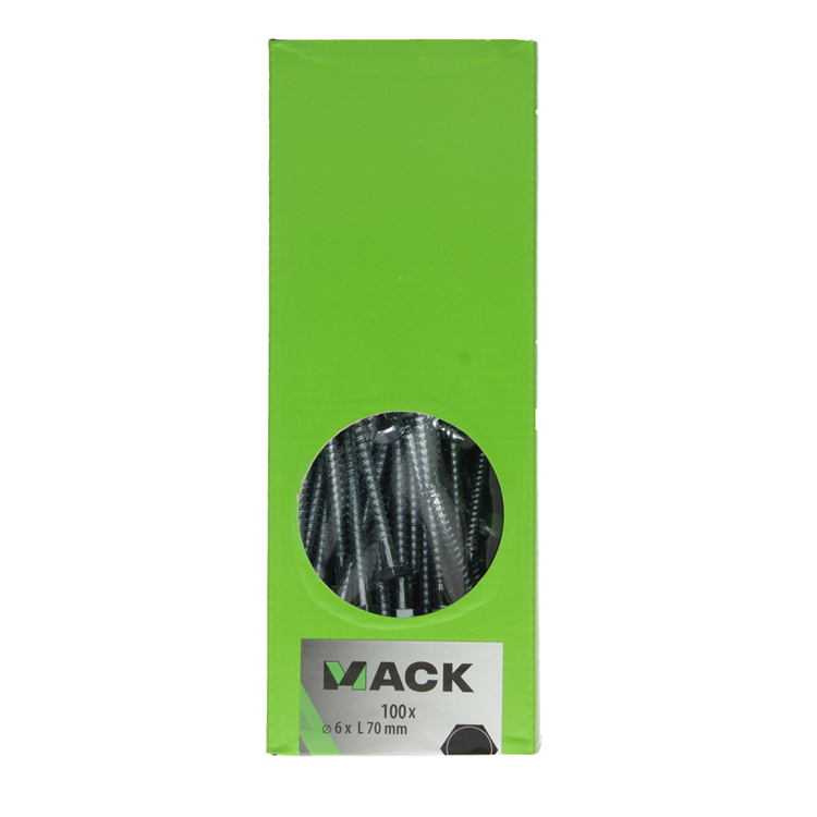 Afbeelding laden in galerijviewer, Mack 1007033 - houtdraadbout staal verzinkt 100 st 6 x 70 mm | 2 stuks
