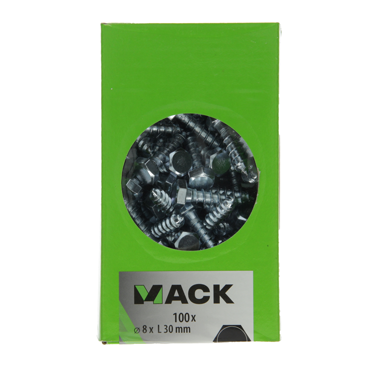 Afbeelding laden in galerijviewer, Mack 1007036 - houtdraadbout staal verzinkt 100 st 8 x 30 mm | 5 stuks