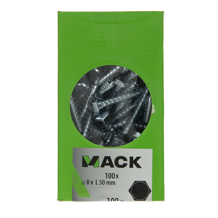 Chargez l'image dans la visionneuse de la galerie, Mack 1007038 - houtdraadbout staal verzinkt 100 st 8 x 50 mm | 4 stuks