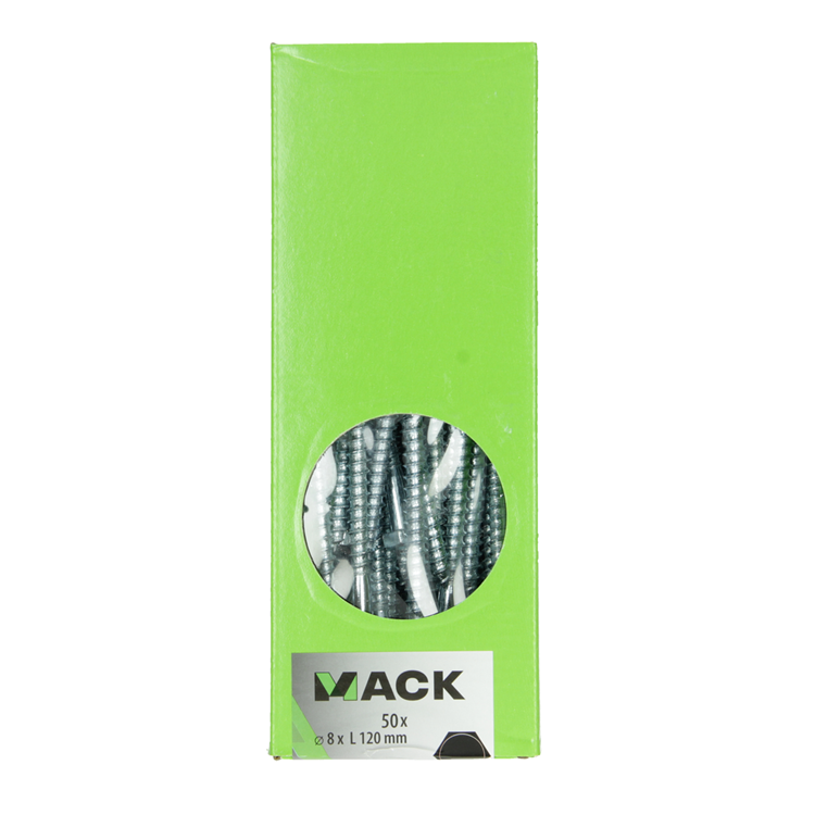 Afbeelding laden in galerijviewer, Mack 1007043 - houtdraadbout staal verzinkt 50 st 8 x 120 mm | 2 stuks