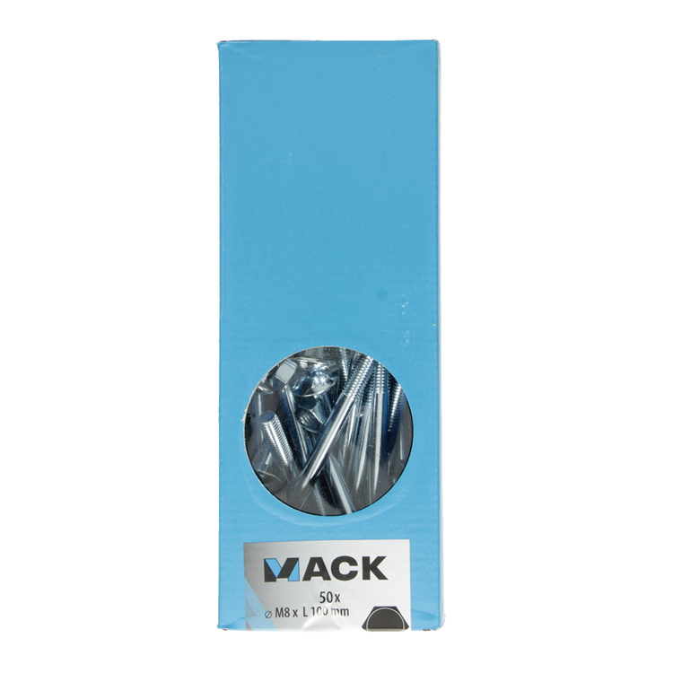 Afbeelding laden in galerijviewer, Mack 1007063 - houtbout + moer verzinkt 50 st8 x 100 mm | 2 stuks
