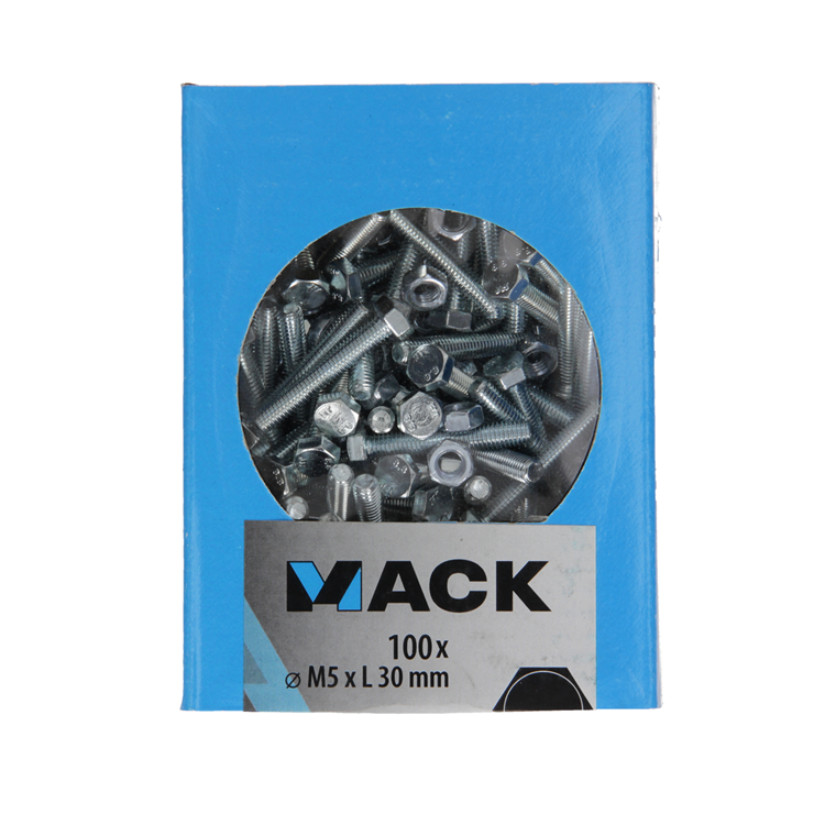 Afbeelding laden in galerijviewer, Mack 1007070 - tapbout + moer verzinkt 100 st 5 x 30 mm | 5 stuks