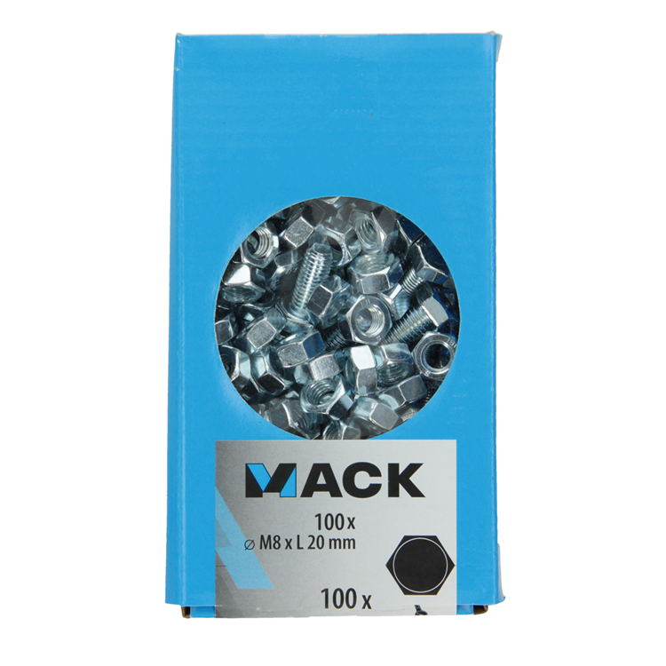 Afbeelding laden in galerijviewer, Mack 1007077 - tapbout + moer verzinkt 100 st 8 x 20 mm | 5 stuks