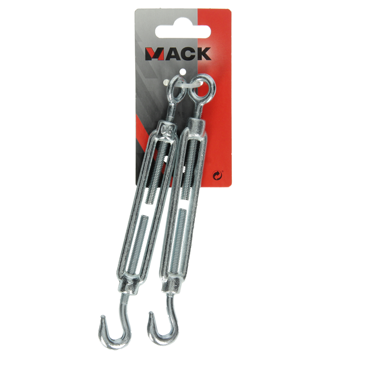 Afbeelding laden in galerijviewer, Mack 1008446 - 2 spanners oog + haak m6 x 110mm verzinkt | 10 stuks