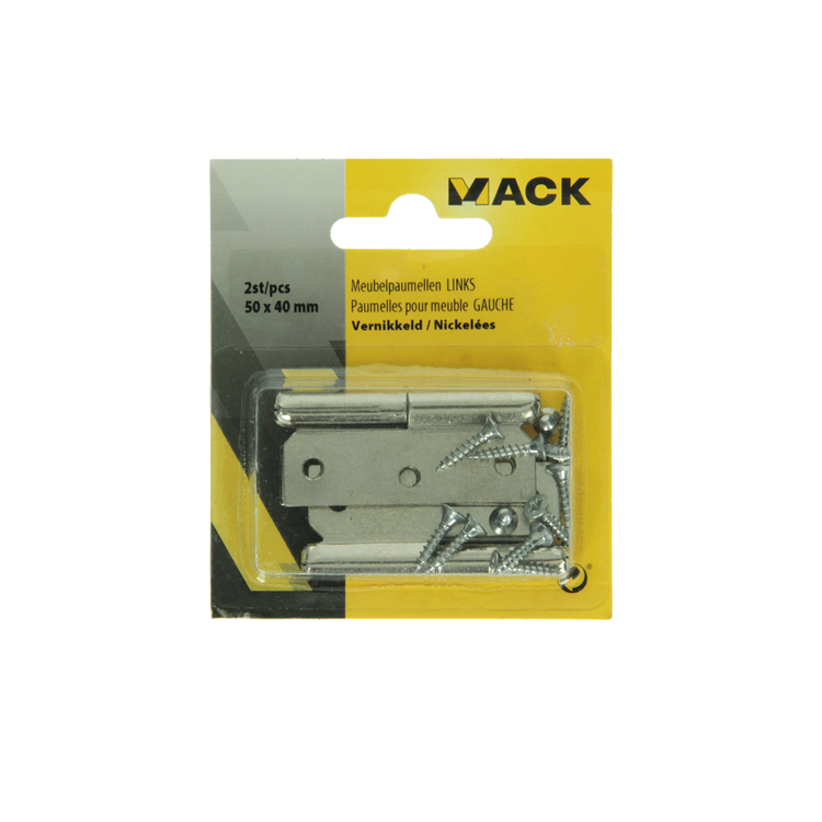 Afbeelding laden in galerijviewer, Mack 1013352 - 2 meubelpaumellen links vernikkeld h 50 x b 40 mm | 5 stuks