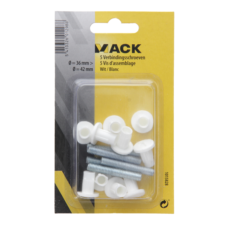 Afbeelding laden in galerijviewer, Mack 1015828 - 5 verbindingsschroeven wit 34–44mm | 10 stuks