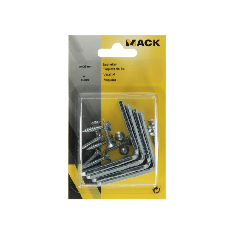 Afbeelding laden in galerijviewer, Mack 1013312 - 4 bedhaken verzinkt 49 x 35 mm | 5 stuks