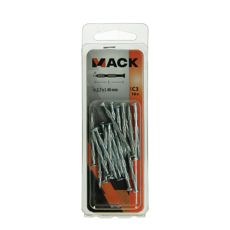 ギャラリービューアに画像をロードする, Mack 1017187 - stalen ribnagel vk st.gehard + verz.18 st 2,7 x 40 mm | 10 stuks