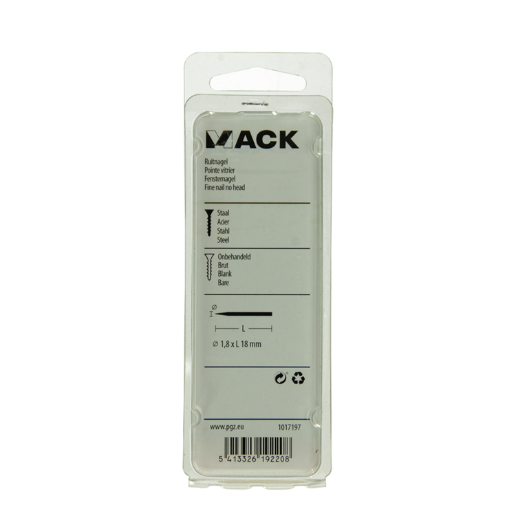 Afbeelding laden in galerijviewer, Mack 1017197 - ruitnagel staal onbehandeld 50gr 1,8 x 18 mm | 10 stuks