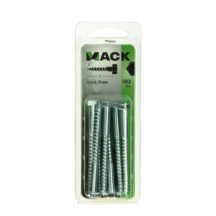 Afbeelding laden in galerijviewer, Mack 1017407 - houtdraadbout staal verzinkt 7 st 6 x 70 mm | 10 stuks