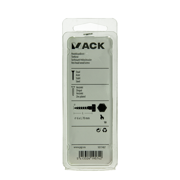 Afbeelding laden in galerijviewer, Mack 1017407 - houtdraadbout staal verzinkt 7 st 6 x 70 mm | 10 stuks