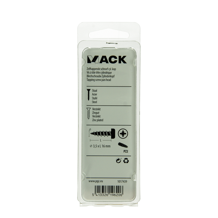 Afbeelding laden in galerijviewer, Mack 1017439 - zelftappende schroef cyl kop verz. 28st 3,5 x 16 mm | 10 stuks