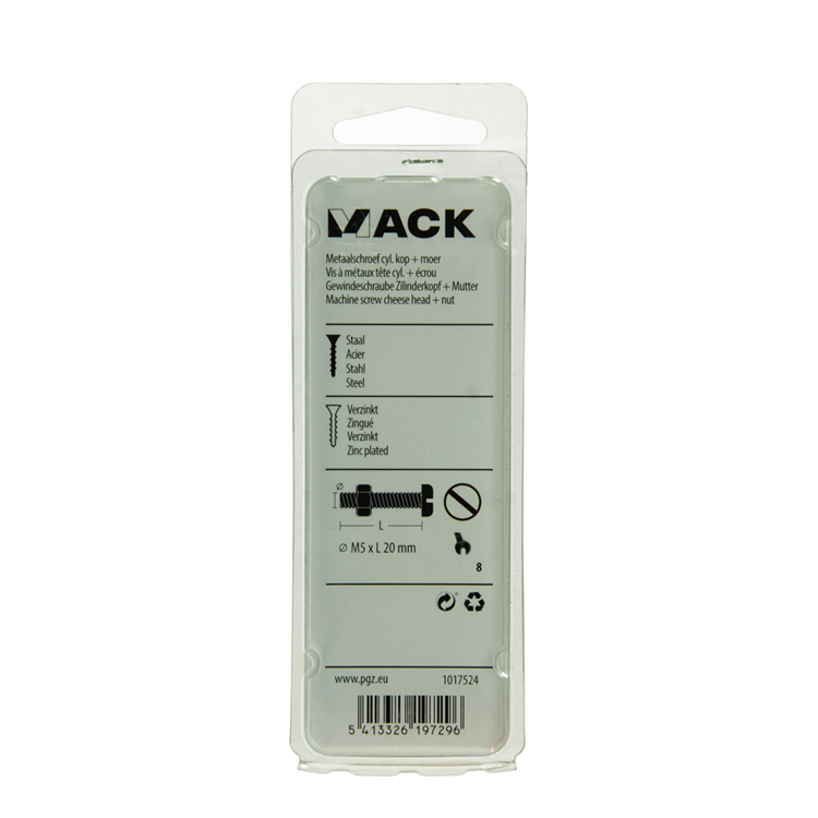 Afbeelding laden in galerijviewer, Mack 1017524 - metaalschroef cyl. kop + moer verz. 15 st m5 x 20 mm | 10 stuks