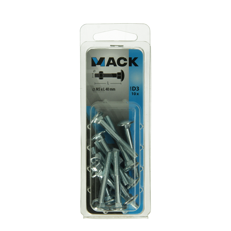Afbeelding laden in galerijviewer, Mack 1017564 - houtbout + moer staal verzinkt10 st m5 x 40 mm | 5 stuks