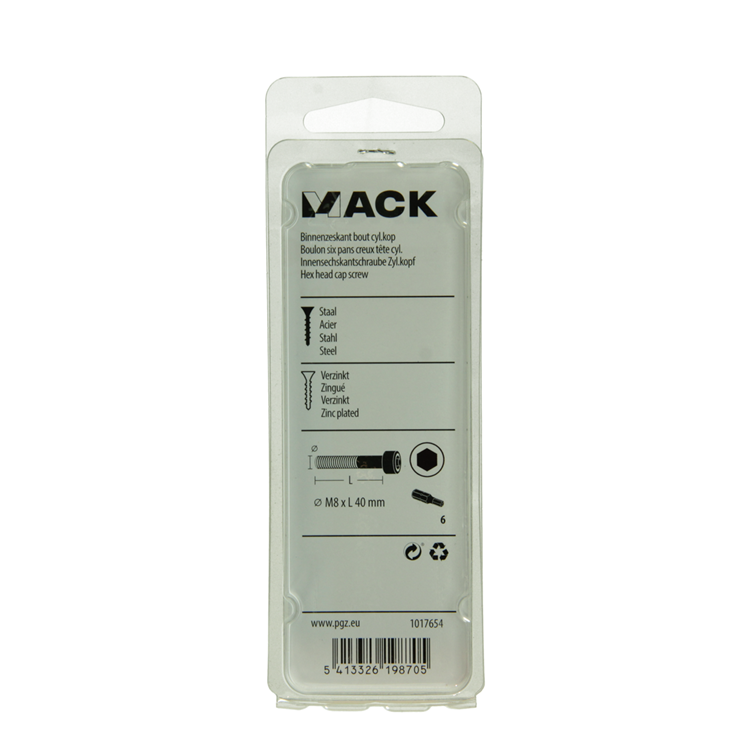Afbeelding laden in galerijviewer, Mack 1017654 - binnenzeskant bout cyl.kop verz. 3 st m8 x 40 mm | 10 stuks